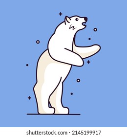 Cartoon white polar bear. Vector illustration.