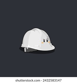 cartoon of a white project helmet supervising workers