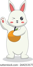 Cartoon White Rabbit Character. Vector Illustration.
