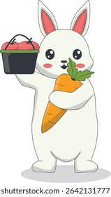 Cartoon White Rabbit Character. Vector Illustration.
