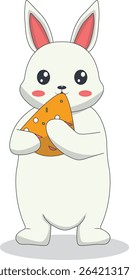 Cartoon White Rabbit Character. Vector Illustration.