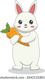 Cartoon White Rabbit Character. Vector Illustration.