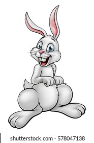 A cartoon white rabbit or Easter Bunny