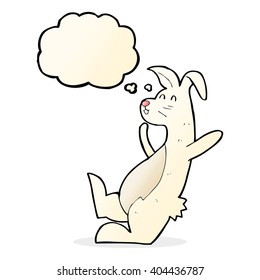caricatura de conejo blanco con burbuja de pensamiento