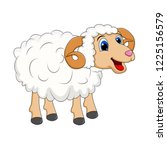 cartoon white ram design isolated on white background