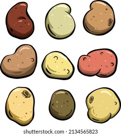 Cartoon White and Red Potato Illustration Collection