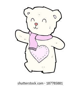 cartoon white teddy bear with love heart