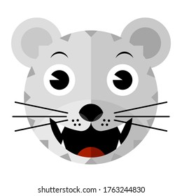 The cartoon white tiger character cute, funny and adorable.