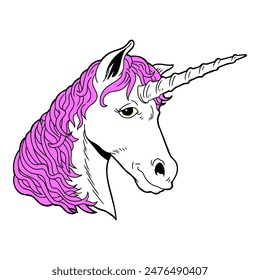 cartoon white unicorn head vector