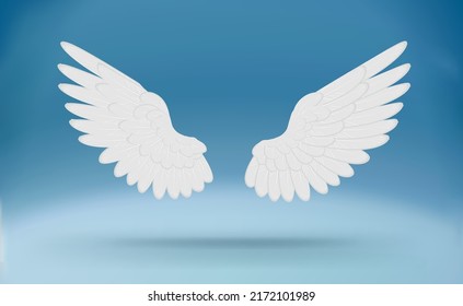 Cartoon white wings. Isolated White Angel Wings.