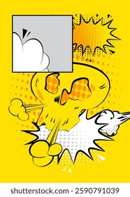 Cartoon white and yellow background, comic book backdrop. Retro vector comics pop art design.