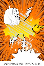 Cartoon white and yellow background, comic book backdrop. Retro vector comics pop art design.