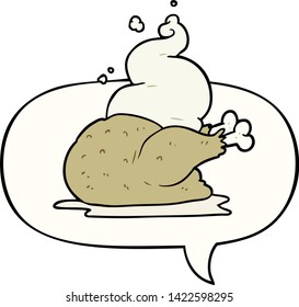 cartoon whole cooked chicken with speech bubble
