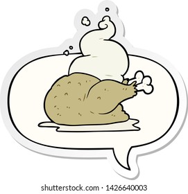 cartoon whole cooked chicken with speech bubble sticker
