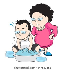 cartoon wife with husband