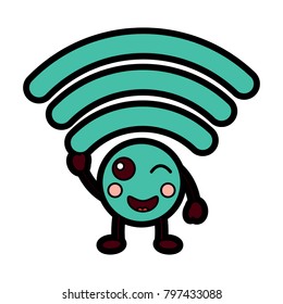 cartoon wifi internet signal kawaii character