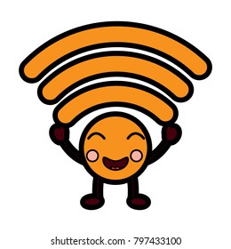 cartoon wifi internet signal kawaii character