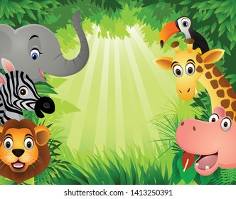 Cartoon wild animal in the jungle