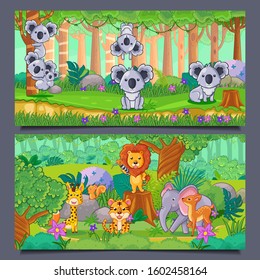 Cartoon wild animal in the jungle