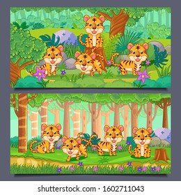 Cartoon wild animal in the jungle
