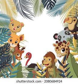 Cartoon wild animal in jungle
