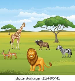 Cartoon wild animal in the jungle