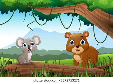 Cartoon wild animal in the jungle