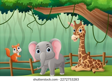 Cartoon wild animal in the jungle