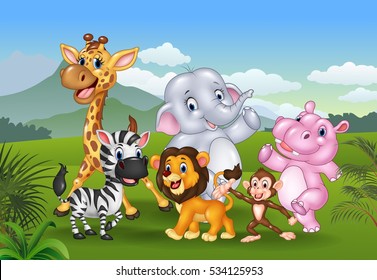 Cartoon Wild Animal In The Jungle