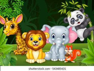 Cartoon wild animal in the jungle