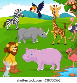 Cartoon wild animal in the jungle