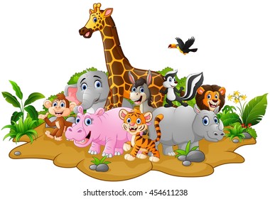 Cartoon wild animals background