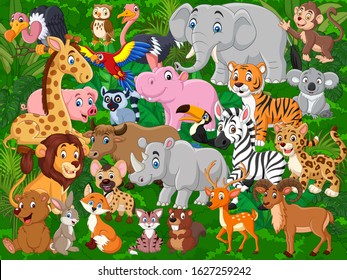 Cartoon wild animals collection set