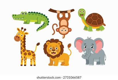 Animales salvajes de dibujos animados Set Ilustración vectorial
