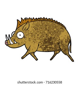 caricatura de jabalí salvaje