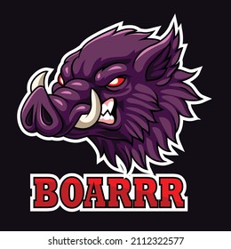Cartoon wild boar head mascot design