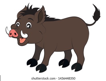 Cartoon Wild Boar - Vector