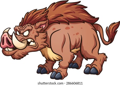 Cartoon wild boar. Vector clip art illustration with simple gradients. All in a single layer.