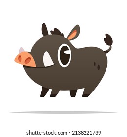 Cartoon-Wildschwein, Vektorgrafik einzeln