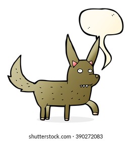 cartoon wild dog with speech bubble