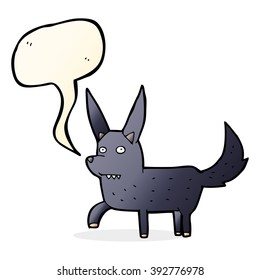 cartoon wild dog with speech bubble