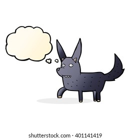 cartoon wild dog with thought bubble