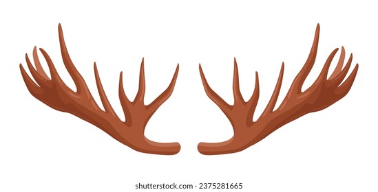 Cartoon wild mammal antlers, moose or deer horn. Hunting trophy flat vector illustration. Moose animal horns
