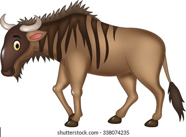 Cartoon wildebeest mascot. Isolated on white background 