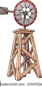 Cartoon windmill. Vector clip art illustration with simple gradients. All in a single layer. 