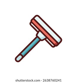 Cartoon window cleaner with a squeegee on White Background