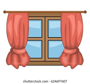 cartoon window with curtains vector symbol icon design. Beautiful illustration isolated on white background