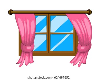 cartoon window with curtains vector symbol icon design. Beautiful illustration isolated on white background