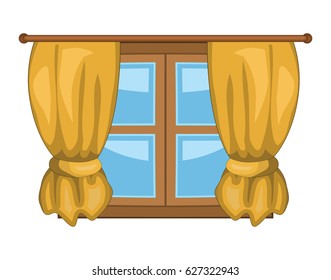cartoon window with curtains vector symbol icon design. Beautiful illustration isolated on white background
