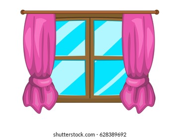 cartoon window with curtains vector symbol icon design. Beautiful illustration isolated on white background